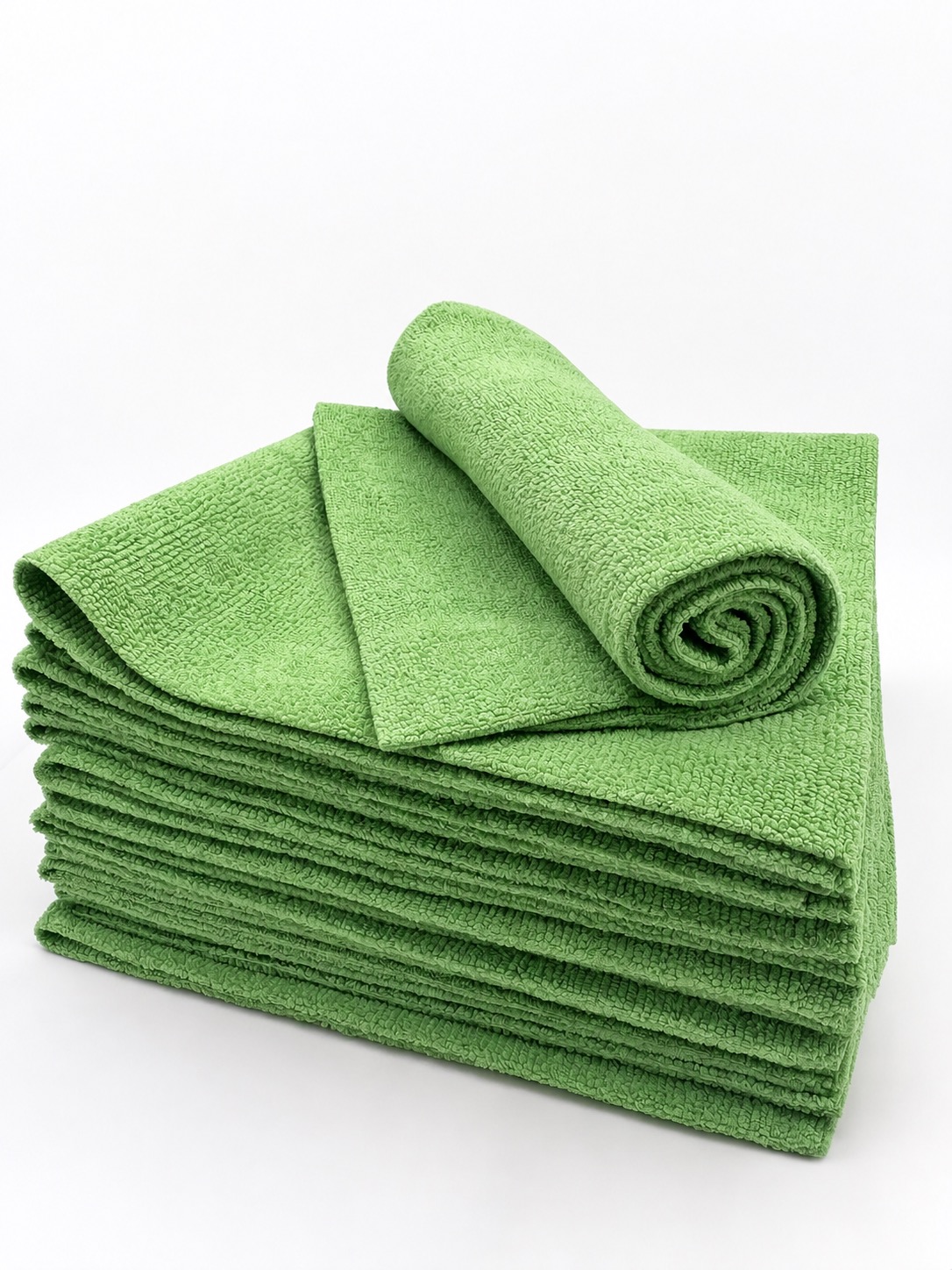 Grünes randloses Mikrofasertuch-Set mit 300 GSM